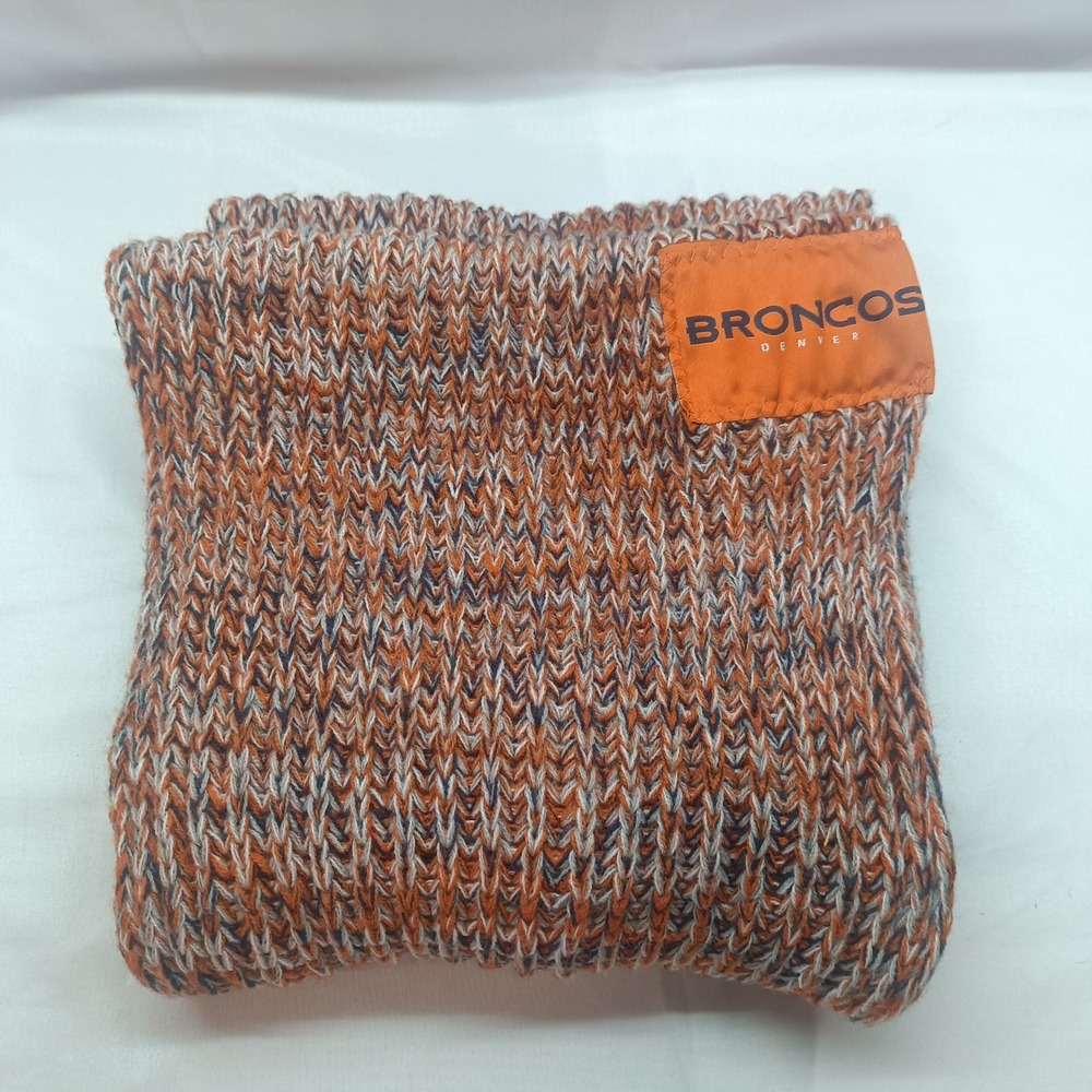 Denver Broncos NFL Marled Crochet Knit Infinity Scarf Orange Blue White Sport